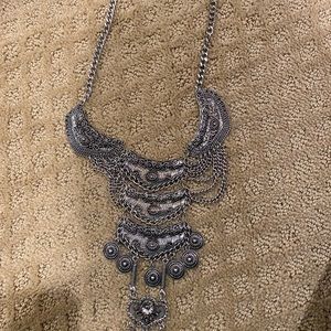 Boho silver metal necklace